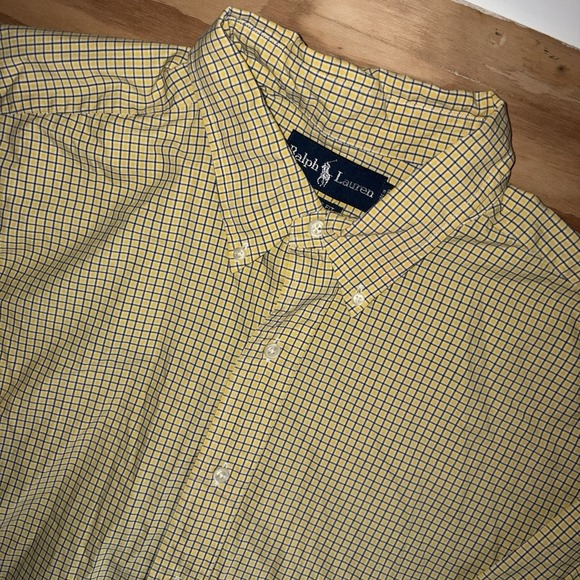 Polo Ralph Lauren Other - Polo Ralph Lauren Short Sleeve Blue Yellow Plaid Button Down XLT Tall Classic